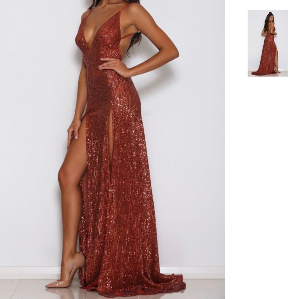 Rust Sequin Gown